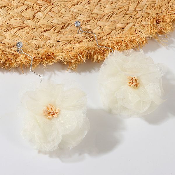 ez1986 immortal elegant fashion big flower fabric earrings earrings white lace flower, Silver
ez1986 immortal elegant fashion big flower fabric earrings earrings white lace flower, Silver
