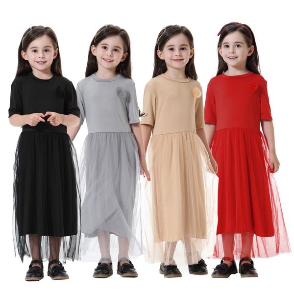 90-160cm solid muslim a line dress for girls o neck half sleeve islam dubai malay lace patchwork children dress, Red
90-160cm solid muslim a line dress for girls o neck half sleeve islam dubai malay lace patchwork children dress, Red