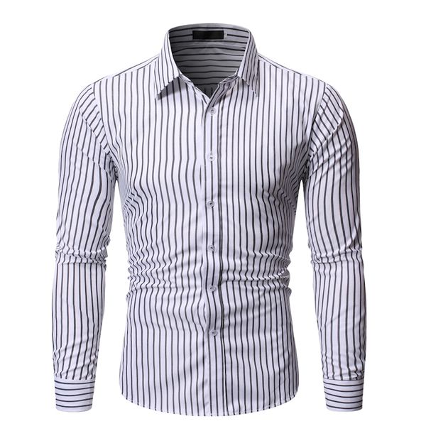 men's casual shirts business stripe long sleeve shirt in autumn and winter, White;black
men's casual shirts business stripe long sleeve shirt in autumn and winter, White;black
