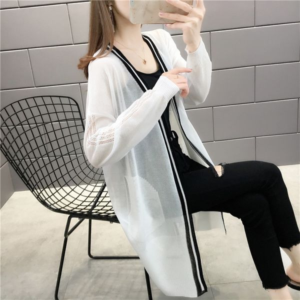 women's knits & tees in the spring of 2021, loose sun-proof clothing long section ultra-thin ice silk knitted cardigan jack, White
women's knits & tees in the spring of 2021, loose sun-proof clothing long section ultra-thin ice silk knitted cardigan jack, White