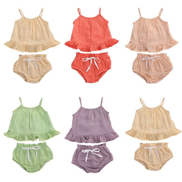 newborn toddler baby girls cotton linen clothes ruffles sleeveless vest + shorts 2pcs children girls casual outfit sets, White
newborn toddler baby girls cotton linen clothes ruffles sleeveless vest + shorts 2pcs children girls casual outfit sets, White
