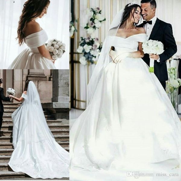 vintage a-line long off shoulder satin wedding dresses sleeveless sweep train custom made ivory bridal gowns, White
vintage a-line long off shoulder satin wedding dresses sleeveless sweep train custom made ivory bridal gowns, White