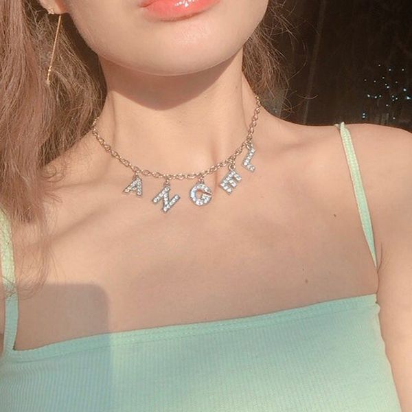 customized angel pendant stainless steel statement necklace letter baby choker jewelry & accessories for women, Golden;silver
customized angel pendant stainless steel statement necklace letter baby choker jewelry & accessories for women, Golden;silver