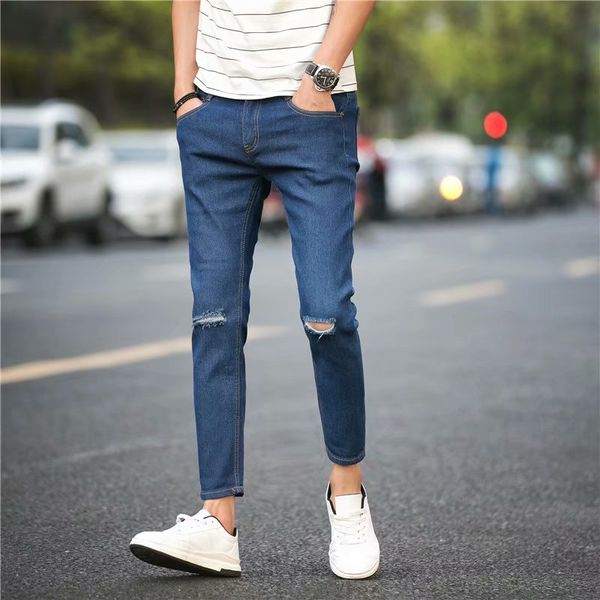 summer 2020 fashion brand dark blue men's new ripped jeans feet korean trendy youth cut hole casual pencil pants
summer 2020 fashion brand dark blue men's new ripped jeans feet korean trendy youth cut hole casual pencil pants