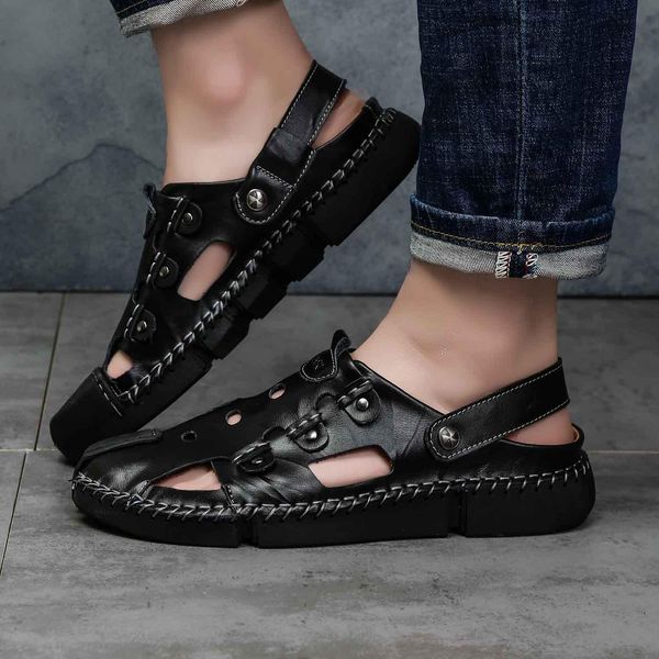 good quality genuine leather designer riveted sports luxury diamond brand male leisure sandals flip flops outdoor beach casual shoes slipper, Black
good quality genuine leather designer riveted sports luxury diamond brand male leisure sandals flip flops outdoor beach casual shoes slipper, Black