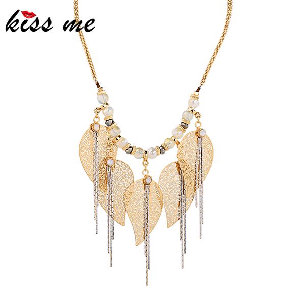 kissme unique crystal brass leaves chains hyperbole tassel pendant necklace for women gifts gold color alloy necklace accessory, Silver
kissme unique crystal brass leaves chains hyperbole tassel pendant necklace for women gifts gold color alloy necklace accessory, Silver