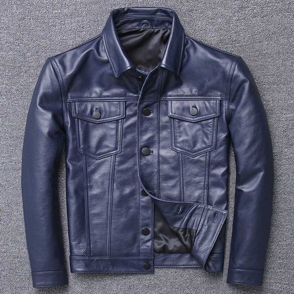 zvaqs new mens genuine cowhide jacket lapel casual jacket single-breasted blue leather short stylish outerwear pph863, Black
zvaqs new mens genuine cowhide jacket lapel casual jacket single-breasted blue leather short stylish outerwear pph863, Black