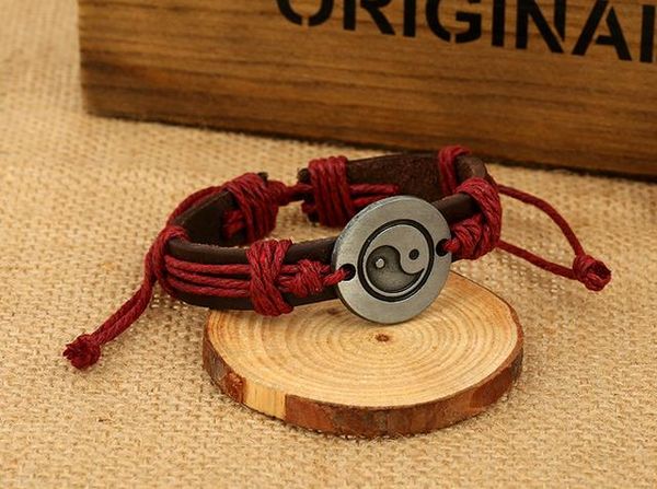 lql fashion rope leather bracelets handmade taoist tai chi yin & yang surfing bangles adjustable personality lover jewelry k3455, Golden;silver
lql fashion rope leather bracelets handmade taoist tai chi yin & yang surfing bangles adjustable personality lover jewelry k3455, Golden;silver