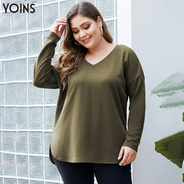 

yoins criss-crossed v-neck lace up long sleeve blouse 2019 women casual shirts lady solid plus size spring autumn plus size, White