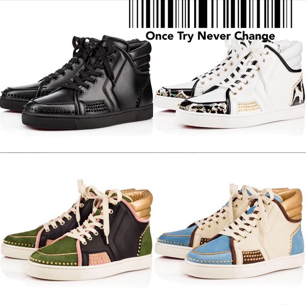 sneaker high spikes mixed color patchwork lace up red bottom fashion sneakers men women brand comfortable party flats casual shoes, Black
sneaker high spikes mixed color patchwork lace up red bottom fashion sneakers men women brand comfortable party flats casual shoes, Black