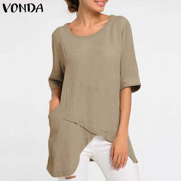 vonda plus size women blouses 2019 summer long female vintage o neck shirts casual loose blusas femininas, White
vonda plus size women blouses 2019 summer long female vintage o neck shirts casual loose blusas femininas, White