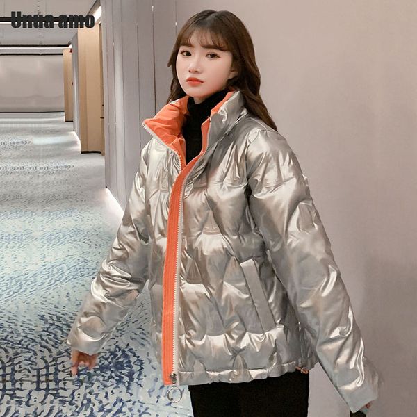 unua amo winter down jacket women short puffer coat 2020 loose fit fashion glossy silver down padded jacket women's parka, Black
unua amo winter down jacket women short puffer coat 2020 loose fit fashion glossy silver down padded jacket women's parka, Black