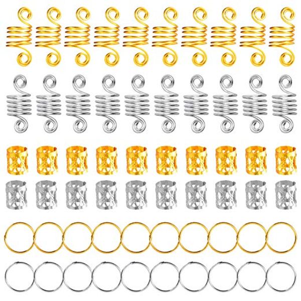 160 pcs aluminum hair coil dreadlocks beads diy twisted braid spring hair braid ring for hair accessories gold silver multiple styles m968f, Golden;white
160 pcs aluminum hair coil dreadlocks beads diy twisted braid spring hair braid ring for hair accessories gold silver multiple styles m968f, Golden;white