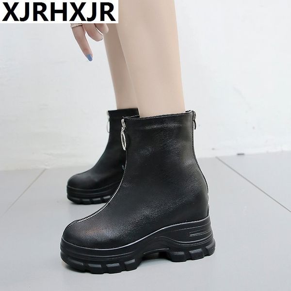 2019 women ankle boots british thick sole waterproof leather sneaker height increasing platform boots winter zipper casual, Black
2019 women ankle boots british thick sole waterproof leather sneaker height increasing platform boots winter zipper casual, Black