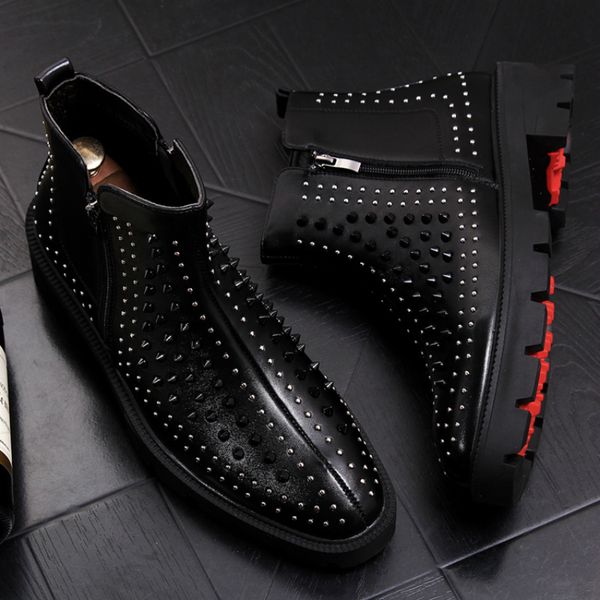 italian men fashion party night club dresses shoe ankle boots cow leather rivet shoes platform botas zapatos bota, Black
italian men fashion party night club dresses shoe ankle boots cow leather rivet shoes platform botas zapatos bota, Black