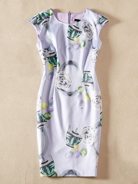 luxury women flower print sheath dress round neck cap-sleeve dresses, Black;gray
luxury women flower print sheath dress round neck cap-sleeve dresses, Black;gray