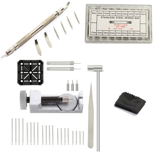watch band strap tool kit,106 in 1 link remover,spring bar tool with extra 72pcs pins,20pcs cotter pin,1pcs holder,1pcs head h
watch band strap tool kit,106 in 1 link remover,spring bar tool with extra 72pcs pins,20pcs cotter pin,1pcs holder,1pcs head h