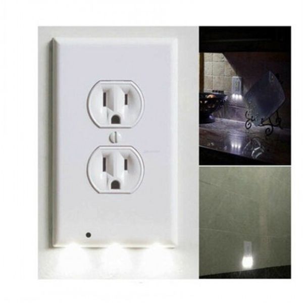 

DHL Shipping 12.5*7.5*3cm Wall Outlet Plug Cover Plate LED Night Light Sensor Auto ON/OFF Socket FY4066