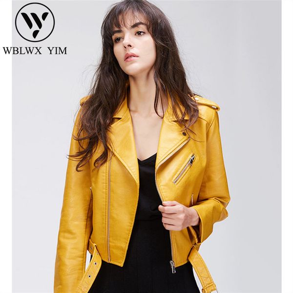 fashion washed pu leather jacket women 2019 spring slim motorcycle coat short faux leather biker jacket female soft jackets tide, Black
fashion washed pu leather jacket women 2019 spring slim motorcycle coat short faux leather biker jacket female soft jackets tide, Black