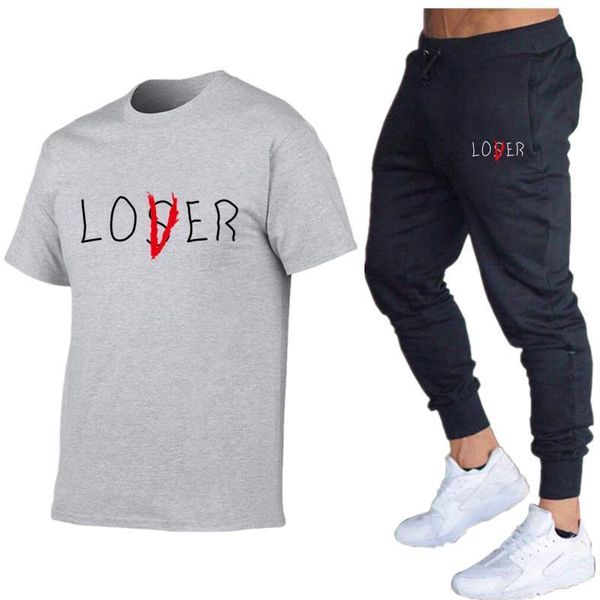new casual lover loser printed two pieces t shirts+trousers skateboard style tshirts o-neck men's sets short sleeve tshirts pant, Gray
new casual lover loser printed two pieces t shirts+trousers skateboard style tshirts o-neck men's sets short sleeve tshirts pant, Gray