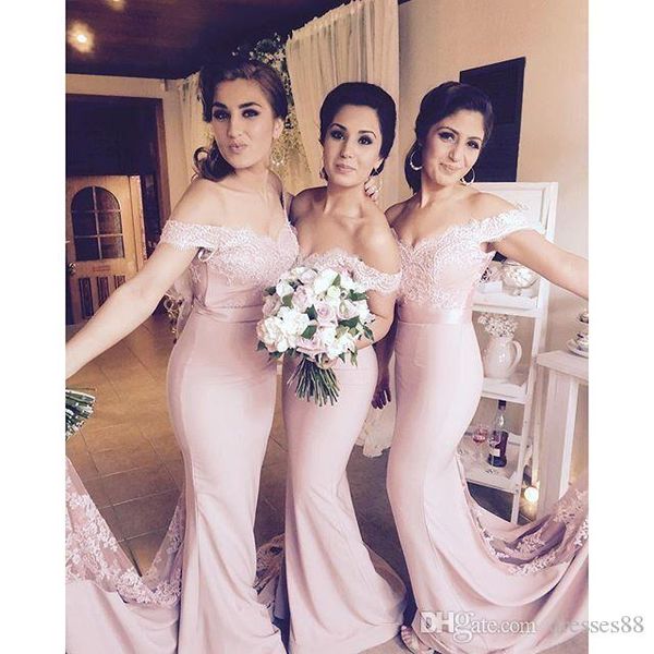 bridesmaid dresses dusty pink color lace off shoulder mermaid sweep train bridesmaid dresses covered button back, White;pink
bridesmaid dresses dusty pink color lace off shoulder mermaid sweep train bridesmaid dresses covered button back, White;pink