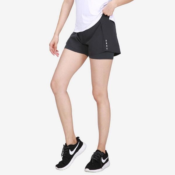 women's sports shorts 2 in 1 running jogging marathon fitness gym training yoga female tights elasitc quick dry reflective, Black;blue
women's sports shorts 2 in 1 running jogging marathon fitness gym training yoga female tights elasitc quick dry reflective, Black;blue