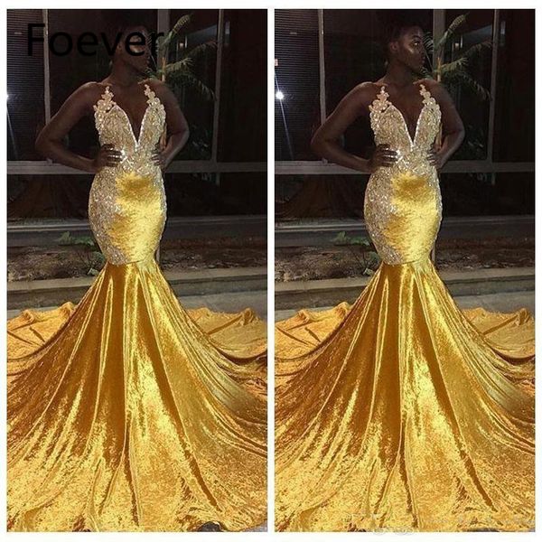2019 elegant yellow prom dresses for black girl long mermaid halter lace appliques evening gowns backless prom wear, White;black
2019 elegant yellow prom dresses for black girl long mermaid halter lace appliques evening gowns backless prom wear, White;black