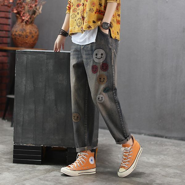 autumn jeans women retro loose denim pants 2019 new female elastic waist pocket embroidery casual trousers mori girl, Blue
autumn jeans women retro loose denim pants 2019 new female elastic waist pocket embroidery casual trousers mori girl, Blue