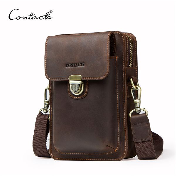 contact's genuine leather men waist bag for cell phone vintage travel male fanny pack metal buckle shoulder bag with card holder
contact's genuine leather men waist bag for cell phone vintage travel male fanny pack metal buckle shoulder bag with card holder