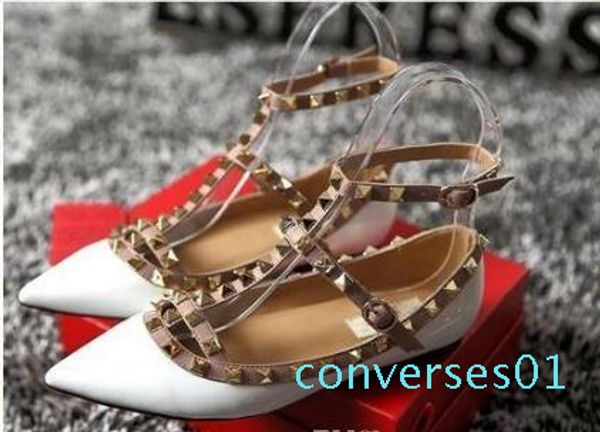 brand women pumps pointed toe flat fashion women shoes rivets genuine leather ankle strap sandals shoes 35-42 co01, Black
brand women pumps pointed toe flat fashion women shoes rivets genuine leather ankle strap sandals shoes 35-42 co01, Black