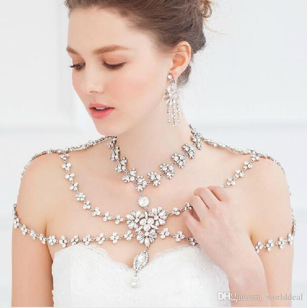 6pcs/lot ladies rhinestone crystal shoulder chains necklet layered leaf design necklace banquet bride dress decoration jj017, Silver
6pcs/lot ladies rhinestone crystal shoulder chains necklet layered leaf design necklace banquet bride dress decoration jj017, Silver