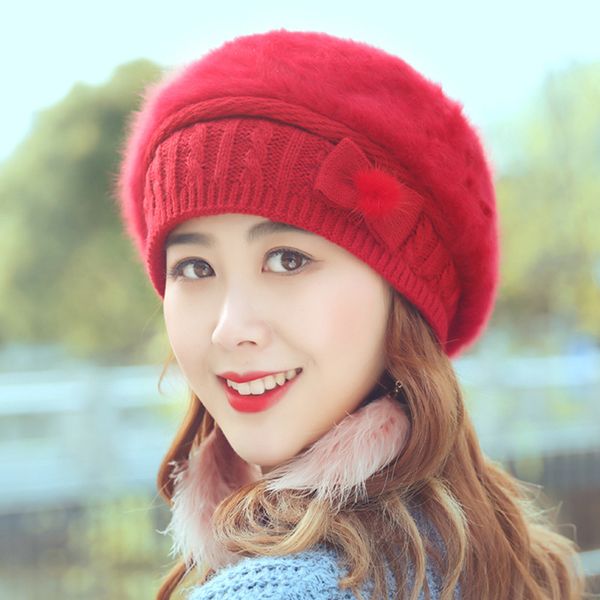 winter warm hat new warm cute princess hat female winter knitted women's fur berets, Blue;gray
winter warm hat new warm cute princess hat female winter knitted women's fur berets, Blue;gray
