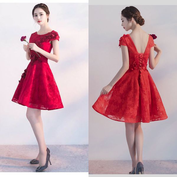2020 floral short evening dresses applique lace beaded hand made flower prom dress jewel short sleeve a line formal party dress custom made, Black;red
2020 floral short evening dresses applique lace beaded hand made flower prom dress jewel short sleeve a line formal party dress custom made, Black;red