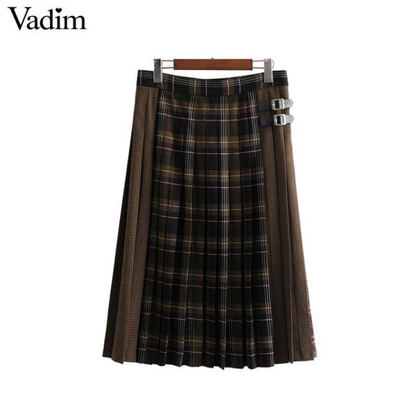 vadim women plaid patchwork pleated skirts faldas mujer buckle side zipper vintage female casual chic midi skirt ba289, Black
vadim women plaid patchwork pleated skirts faldas mujer buckle side zipper vintage female casual chic midi skirt ba289, Black