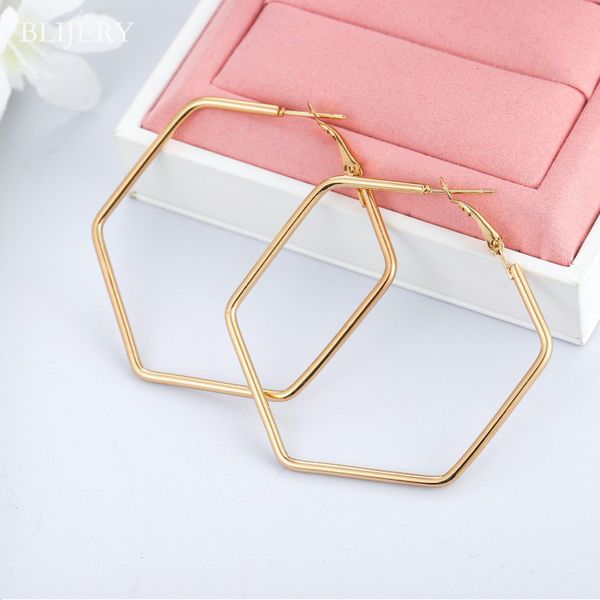 blijery punk style geometric hexagon hoop earrings for women statement jewelry fashion gold silver metal earrings femme brincos, Golden;silver
blijery punk style geometric hexagon hoop earrings for women statement jewelry fashion gold silver metal earrings femme brincos, Golden;silver