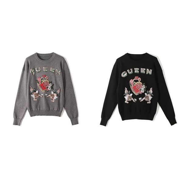 fall winter fashion women o-neck long-sleeved letter sequin beading sweater flower pullover korean style clothes 2019, White;black
fall winter fashion women o-neck long-sleeved letter sequin beading sweater flower pullover korean style clothes 2019, White;black