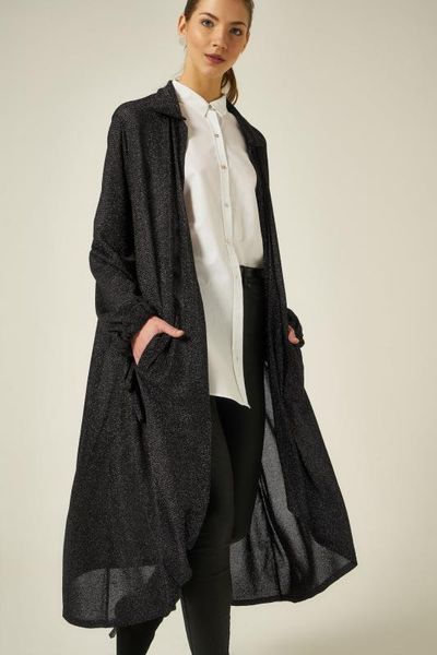 joinus knitted cardigan in lurex with sleeve and slit detail woman black, Black;brown 
joinus knitted cardigan in lurex with sleeve and slit detail woman black, Black;brown