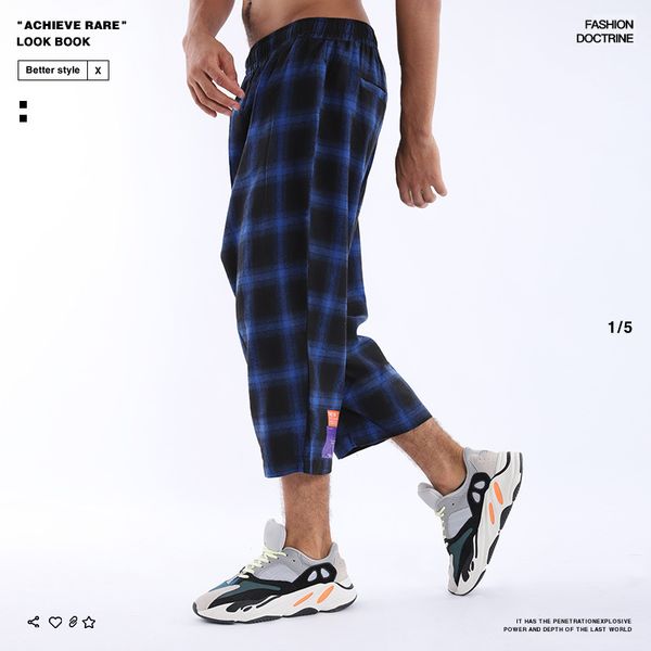 2019 tide brand casual pants men's tide plaid summer new straight pants casual calf-length trousers, Black
2019 tide brand casual pants men's tide plaid summer new straight pants casual calf-length trousers, Black