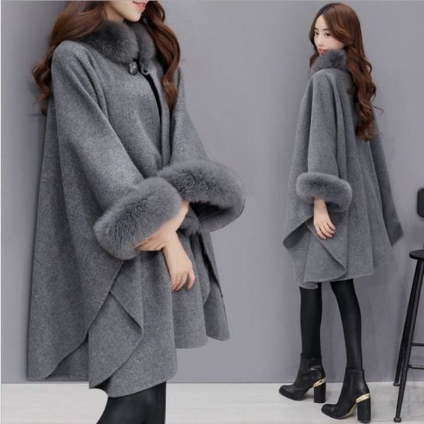 ponchos and capes women 2019 christmas fashion flare sleeve faux fur collar winter wool cloak cape coat poncho long overcoat, Black
ponchos and capes women 2019 christmas fashion flare sleeve faux fur collar winter wool cloak cape coat poncho long overcoat, Black