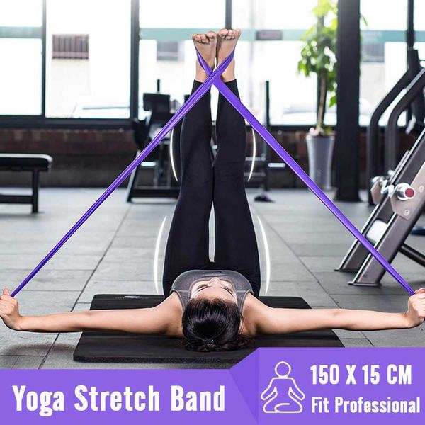 Yoga Belts Elasticity Pilates 150cm *15cm Exercise Training Resistance Bands Gym Sport Accessories Stretch Strap Leg Fitness