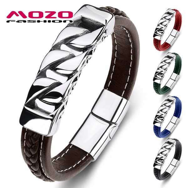 mozo fashion trendy men bracelet genuine leather stainless steel punk charm bracelet women jewelry bracelets brown, White
mozo fashion trendy men bracelet genuine leather stainless steel punk charm bracelet women jewelry bracelets brown, White