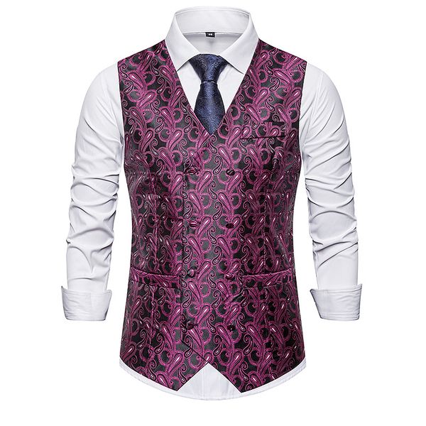 men's vests mens suit vest classic slim fit party wedding prom waistcoat men double breasted paisley gentleman business gilet, Black;white 
men's vests mens suit vest classic slim fit party wedding prom waistcoat men double breasted paisley gentleman business gilet, Black;white
