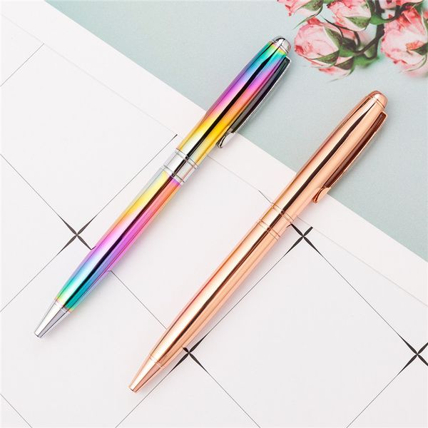 New Rainbow Rose Gold Metal Ballpoint Pen Student Teacher Writing Gift Advertising Signature Business Pen Stationery Office Supplies