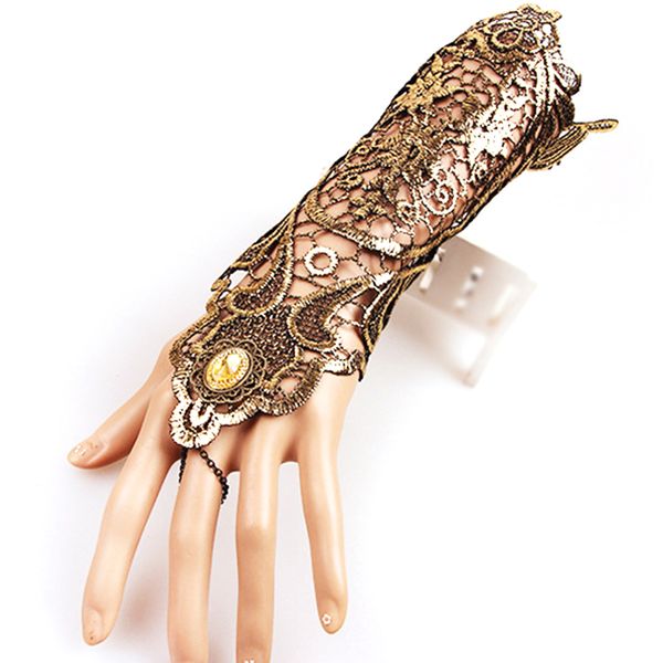 1 pcs women lace fingerless long gloves retro hollow out skid resistant chain bracelet gloves goth party costumes elegant gold, Blue;gray
1 pcs women lace fingerless long gloves retro hollow out skid resistant chain bracelet gloves goth party costumes elegant gold, Blue;gray