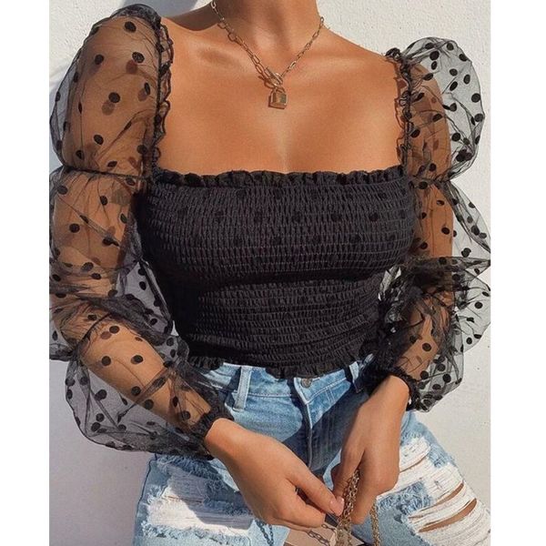 женщины блуза sexy горошек mesh sheer puff с длинным рукавом блузки женские топы и блузки рубашки vadim, White
женщины блуза sexy горошек mesh sheer puff с длинным рукавом блузки женские топы и блузки рубашки vadim, White