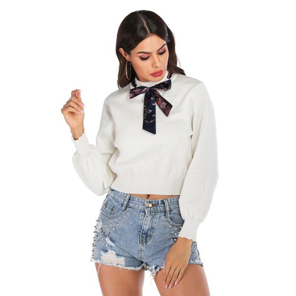 elegant bow autumn women sweater casual crop female knitted jumpers 2019 long sleeve white pullovers streetwear ladies clothing, White;black
elegant bow autumn women sweater casual crop female knitted jumpers 2019 long sleeve white pullovers streetwear ladies clothing, White;black
