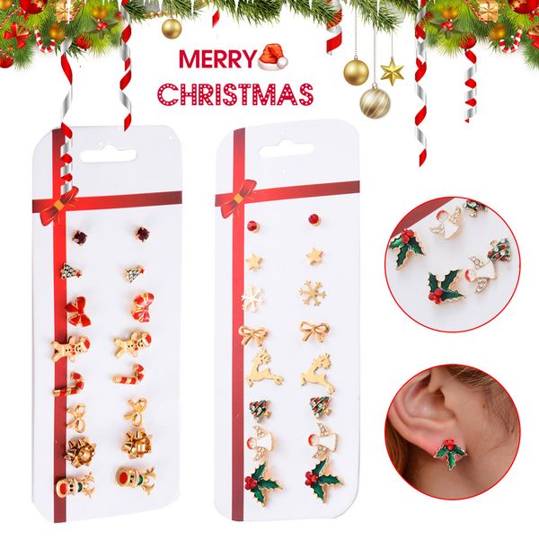 8 pairs women christmas style ear studs tree snowman deer bell earrings for party christmas jewelry, Golden;silver
8 pairs women christmas style ear studs tree snowman deer bell earrings for party christmas jewelry, Golden;silver