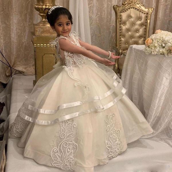 sweet ball gown flower girls dresses for weddings feathers appliques lace tiered skirts girls pageant gowns back bow first communion dress, White;blue
sweet ball gown flower girls dresses for weddings feathers appliques lace tiered skirts girls pageant gowns back bow first communion dress, White;blue