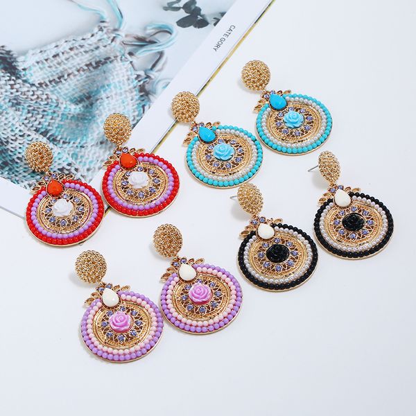 new bohemian stud earrings for women girl fashion geometric round flower beads temperament earrings modern jewelry, Silver
new bohemian stud earrings for women girl fashion geometric round flower beads temperament earrings modern jewelry, Silver