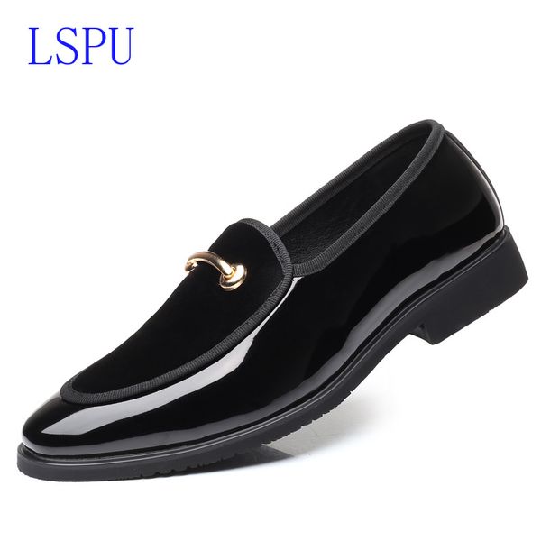 

new men dress shoes shadow patent leather luxury fashion groom wedding shoes men luxury italian style oxford big size 48, Black